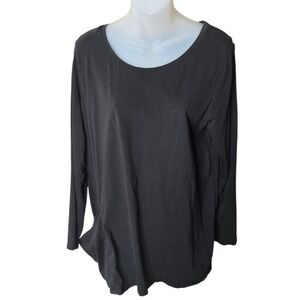 Pure Jill Womens Minimalist Pima Cotton Tee Size Large Black One Pocket